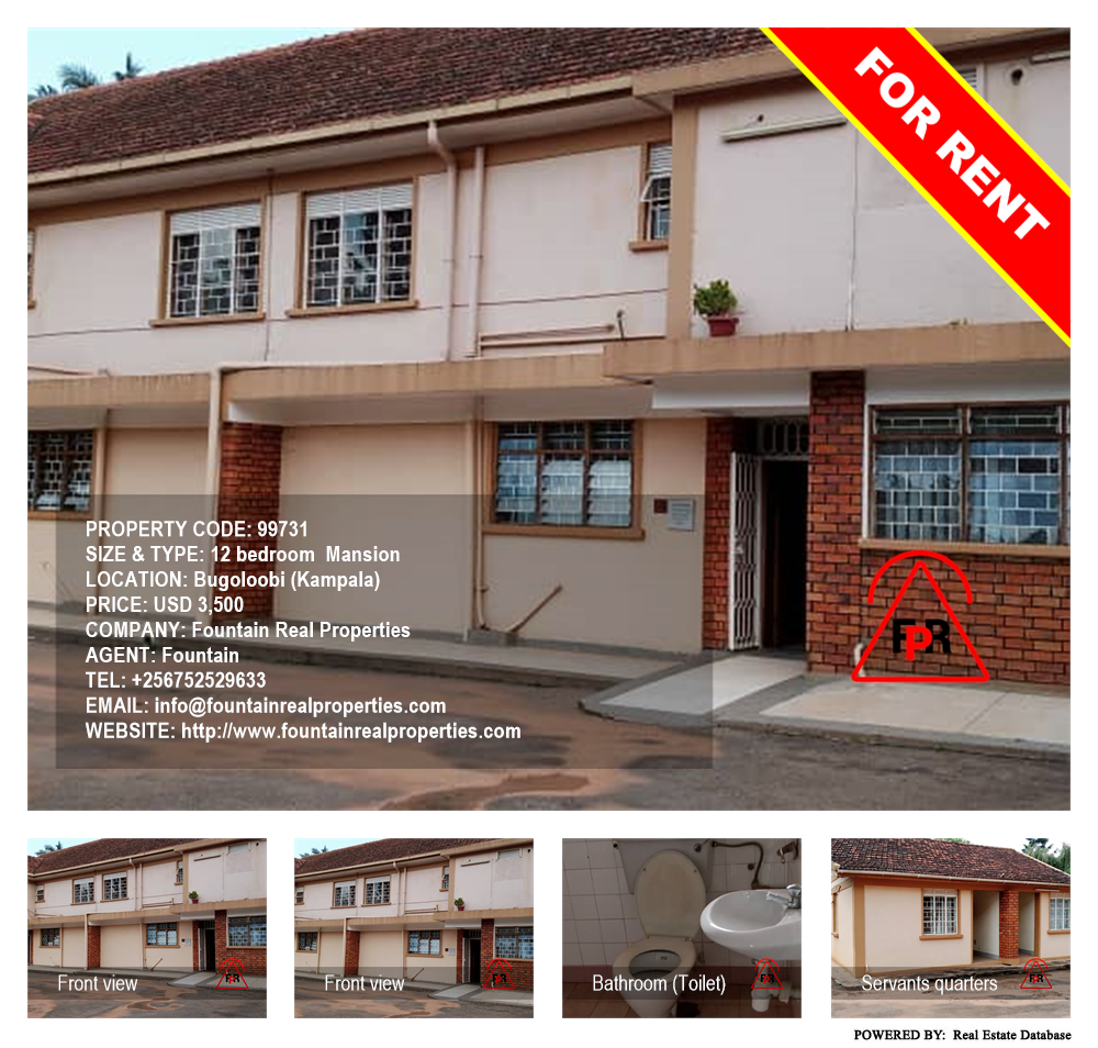 12 bedroom Mansion  for rent in Bugoloobi Kampala Uganda, code: 99731