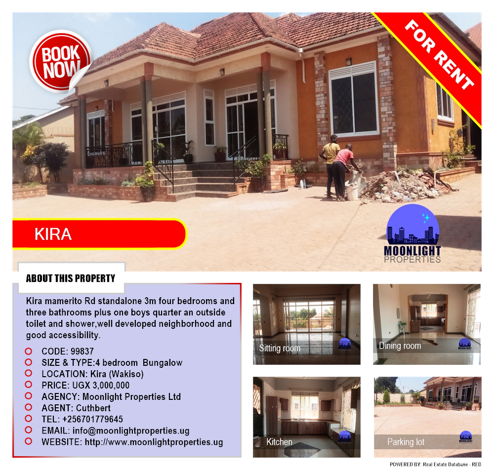 4 bedroom Bungalow  for rent in Kira Wakiso Uganda, code: 99837