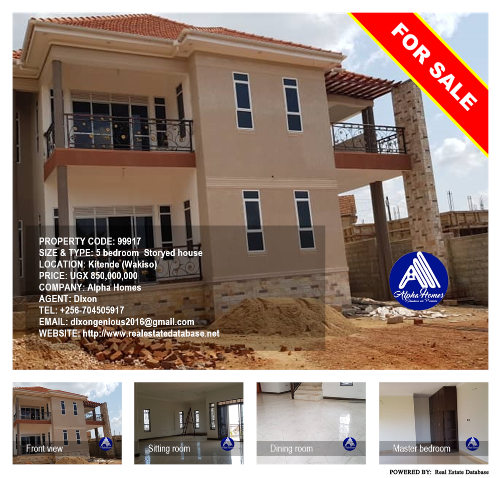 5 bedroom Storeyed house  for sale in Kitende Wakiso Uganda, code: 99917