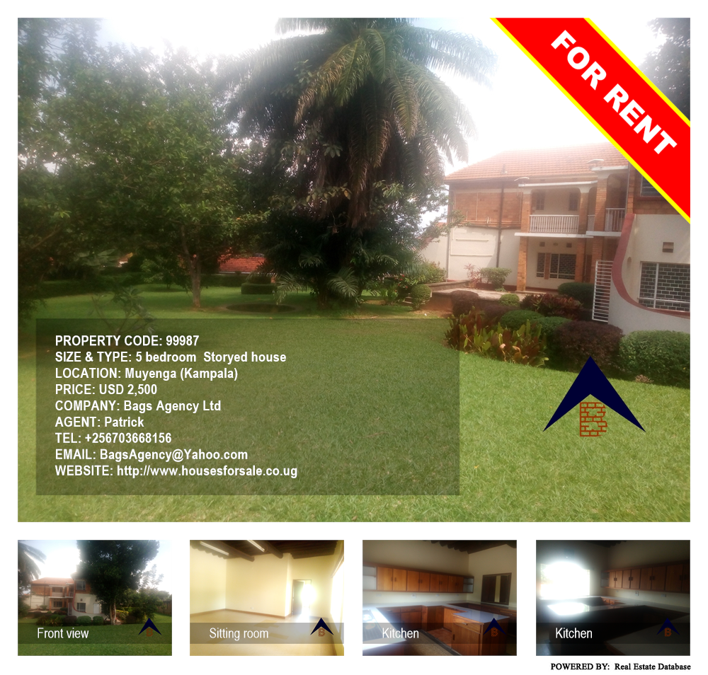 5 bedroom Storeyed house  for rent in Muyenga Kampala Uganda, code: 99987
