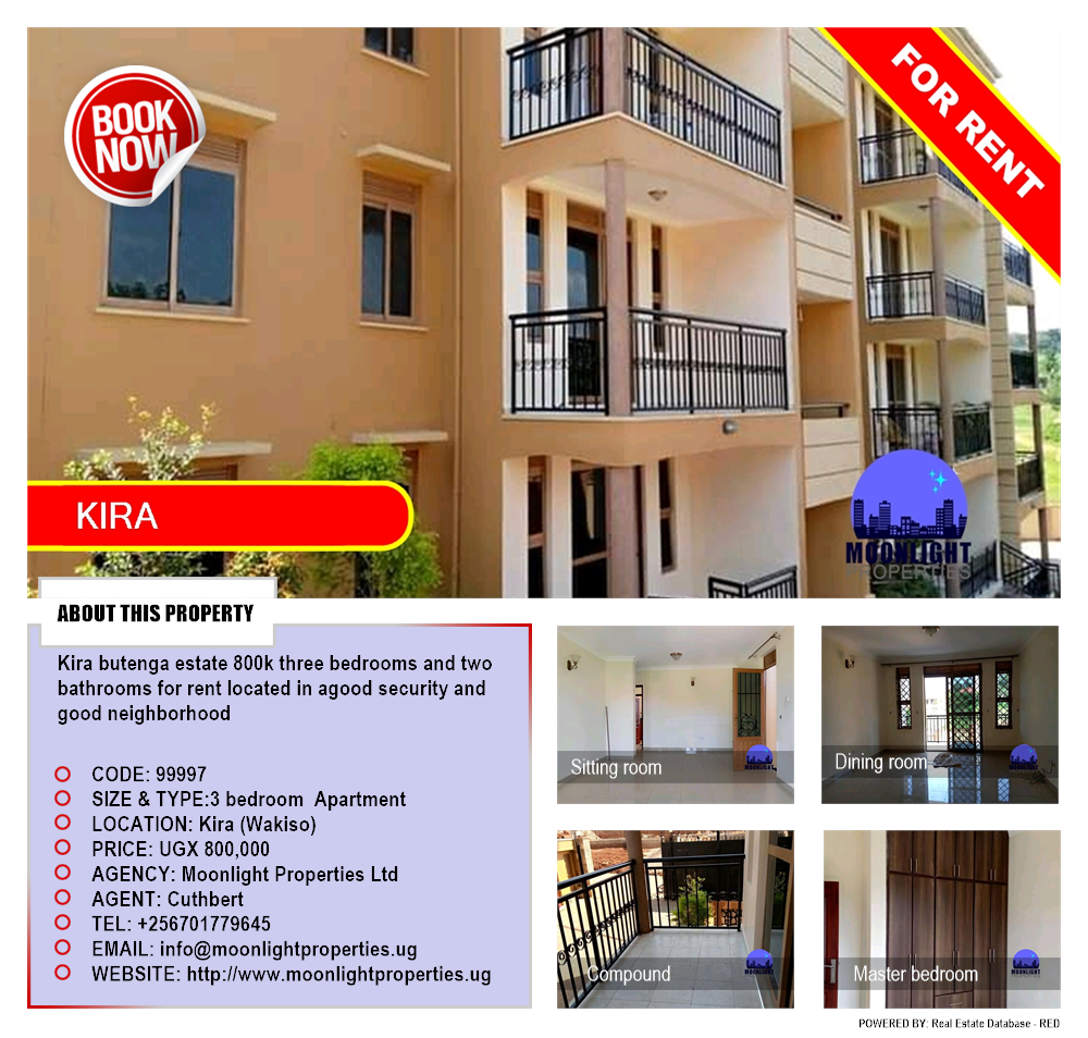 3 bedroom Apartment  for rent in Kira Wakiso Uganda, code: 99997